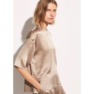 Vince Satin Tee in Taupe